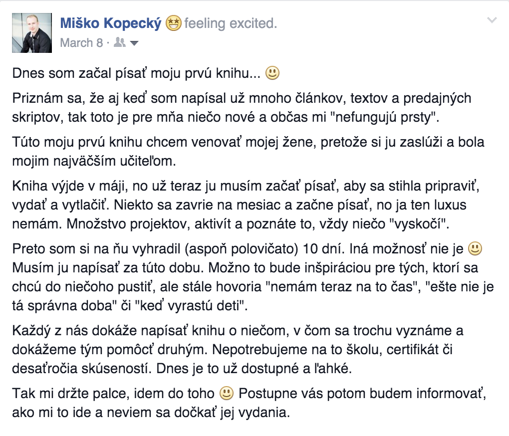 Michal Kopecký - Kniha príťažlivosť  príťažlivosť Príťažlivosť: Prečo som sa rozhodol napísať vlastnú knihu? Sn  mka obrazovky 2016 05 05 o 15